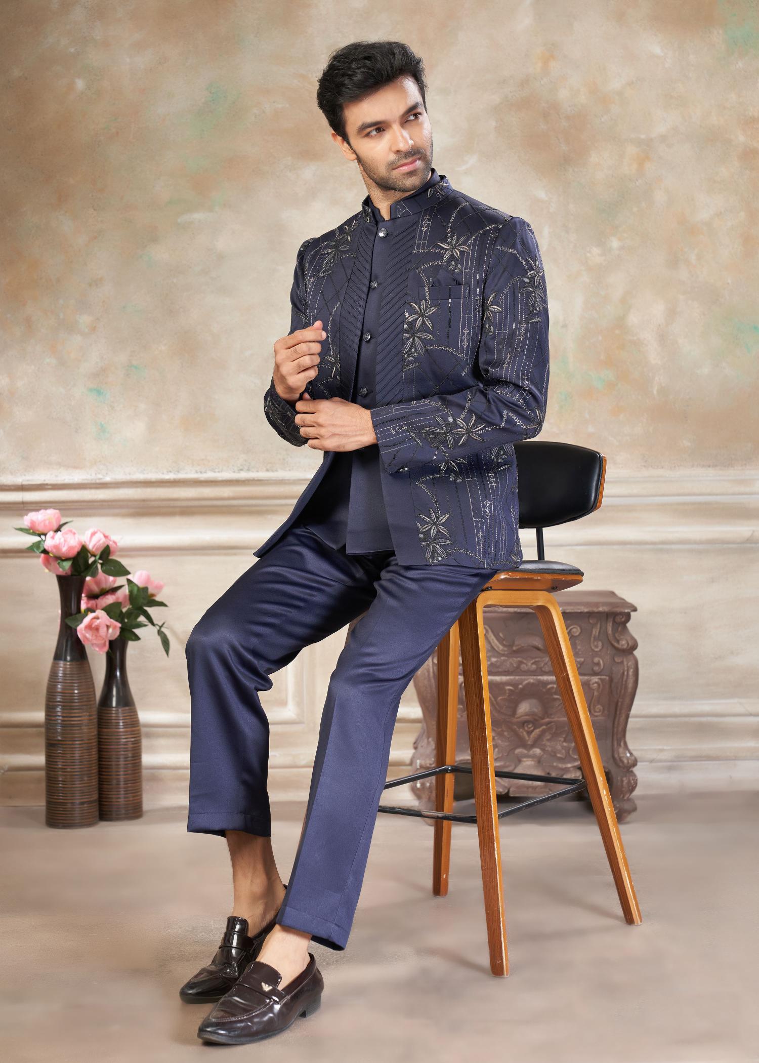 Dark Grey Indo-Western Sherwani suit