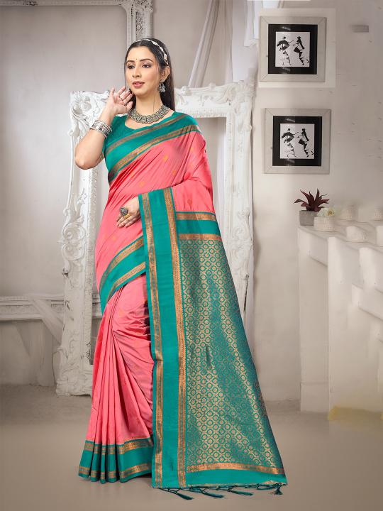 Dark Peach Rama Art Silk Saree