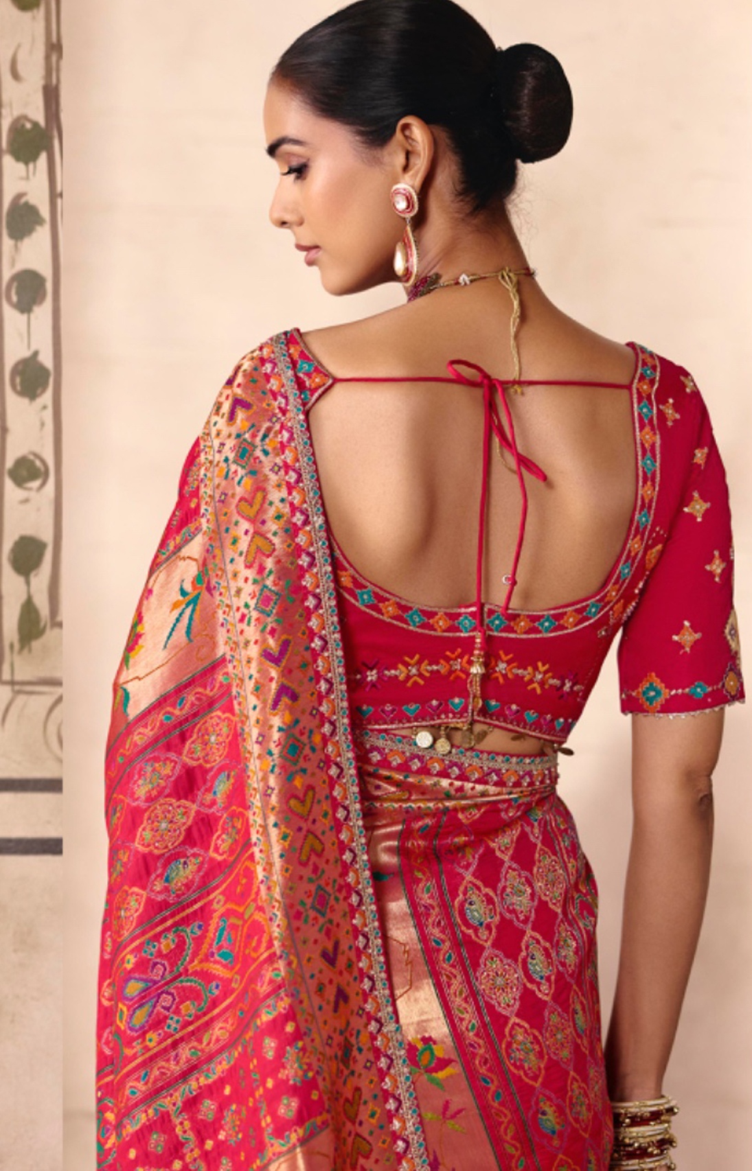 Dark Pink Heavy Embroidery Sequin Dola Silk Saree — alternate view