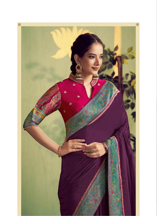 Dark Wine Rani Banarasi Rangkat Natural Silk Saree — alternate view
