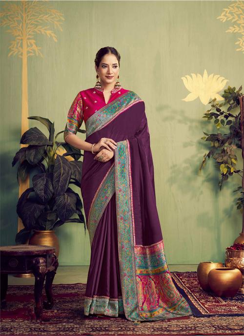 Dark Wine Rani Banarasi Rangkat Natural Silk Saree