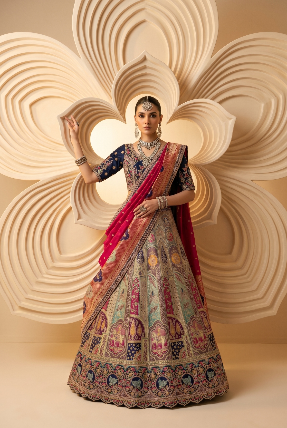 Deep Brown Cutwork Banarasi Silk Lehenga Choli — alternate view
