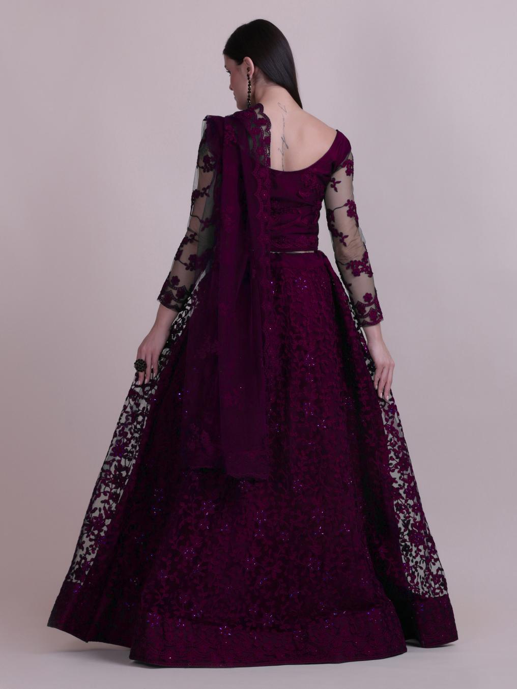Designer Embroidery Purple Lehenga — alternate view