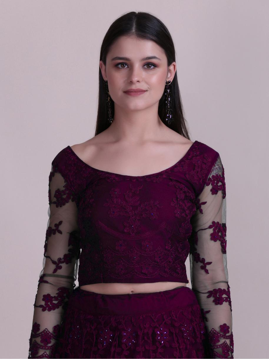 Designer Embroidery Purple Lehenga