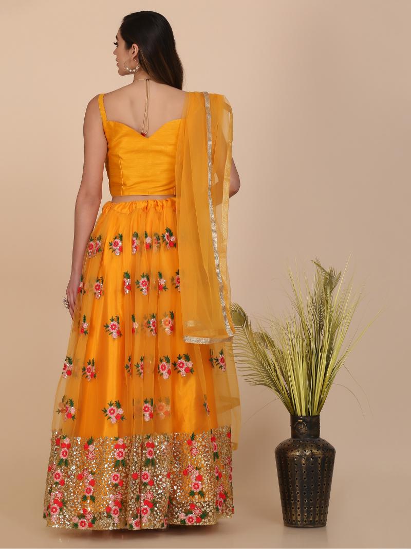 Designer Embroidery Yellow Lehenga — alternate view