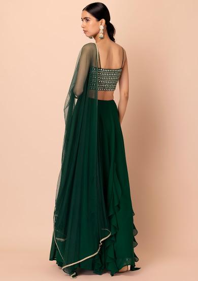 Designer Green Festive Georgette Lehenga — alternate view