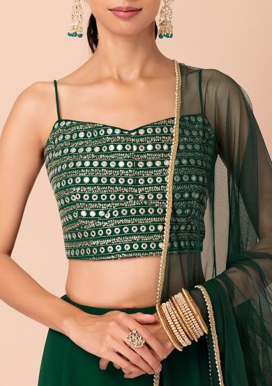 Designer Green Festive Georgette Lehenga