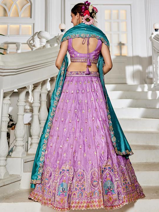 Designer Lavender Embroidery Lehenga — alternate view