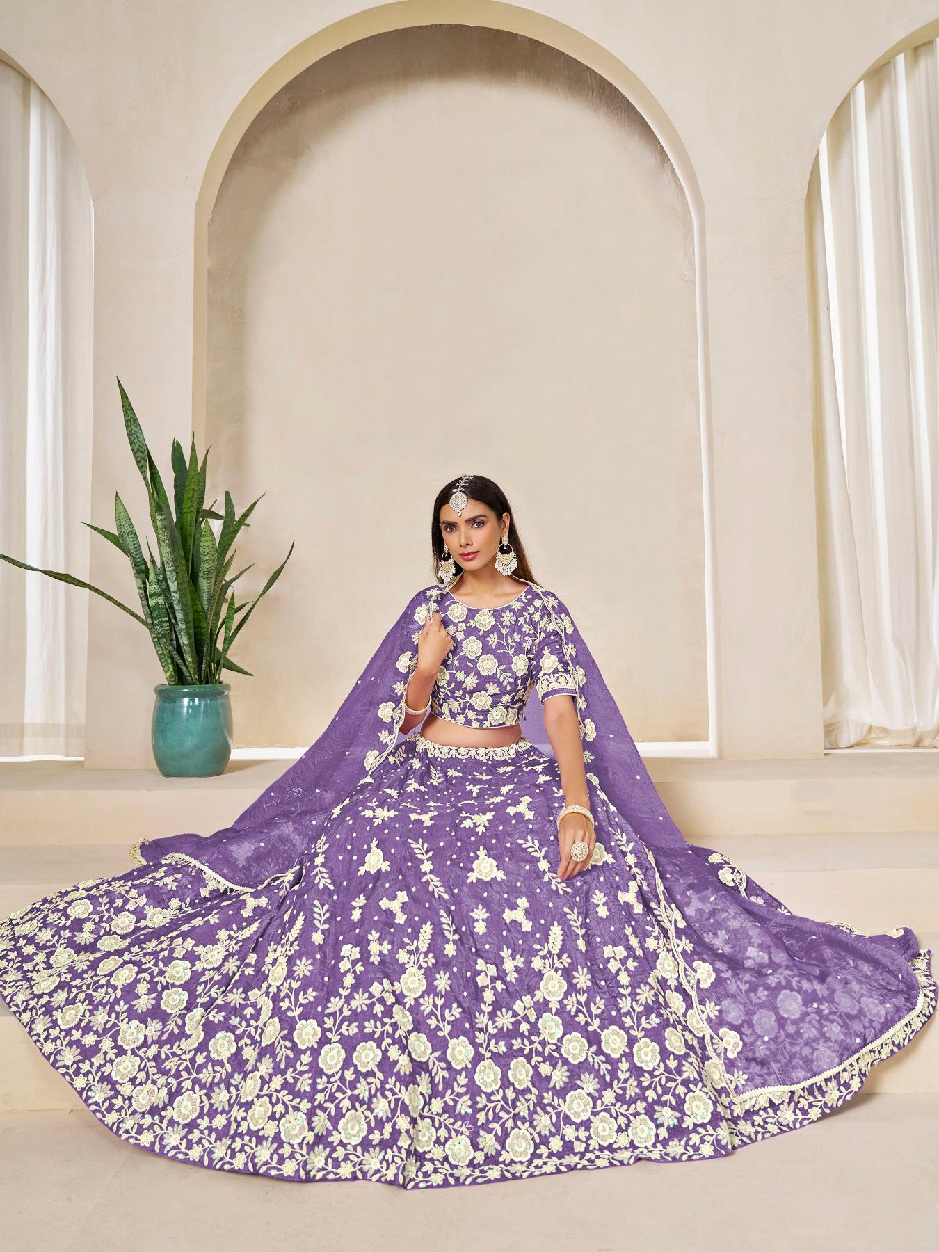 Designer Lavender Gold Crush Lehenga — alternate view