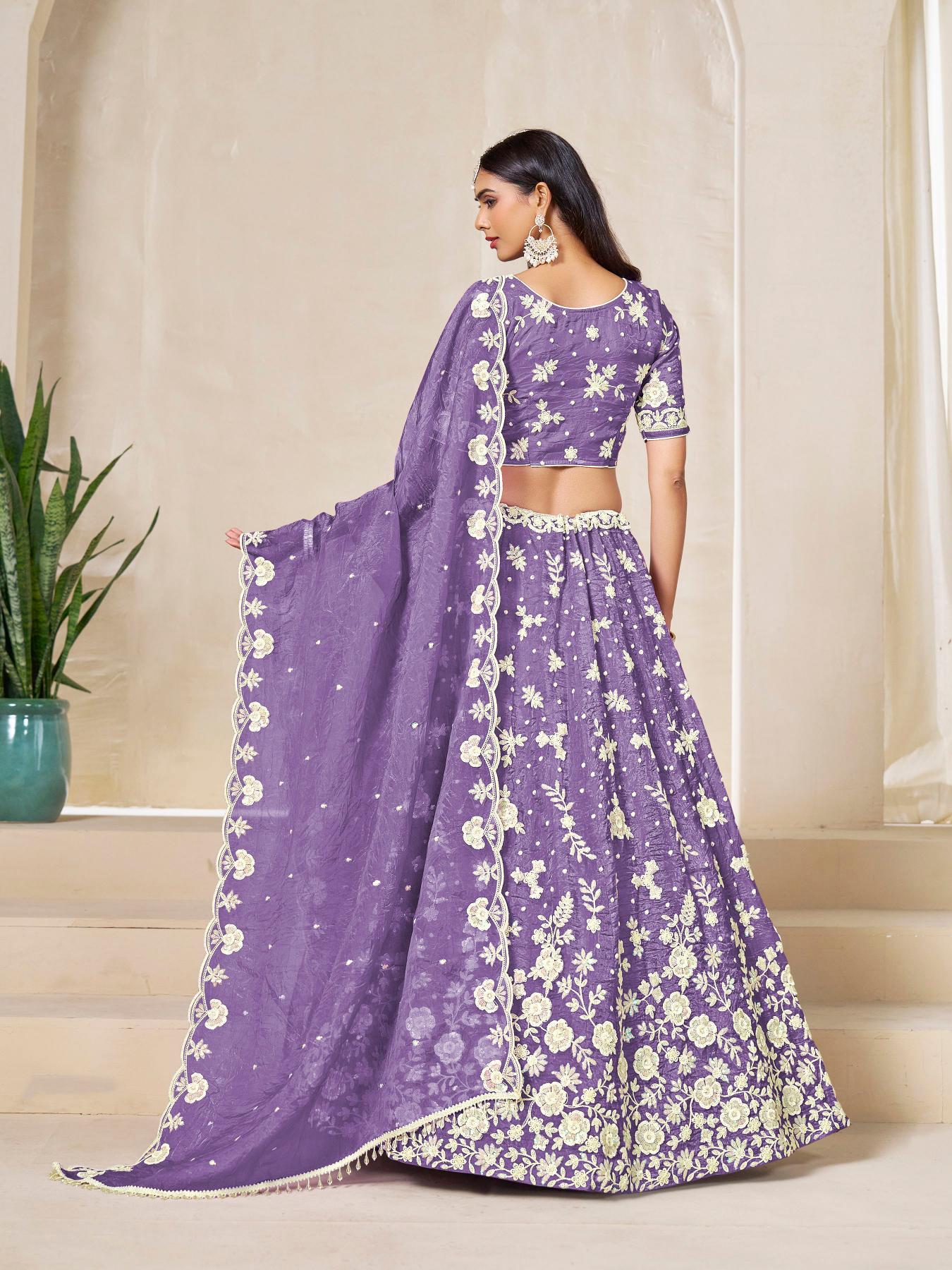 Designer Lavender Gold Crush Lehenga
