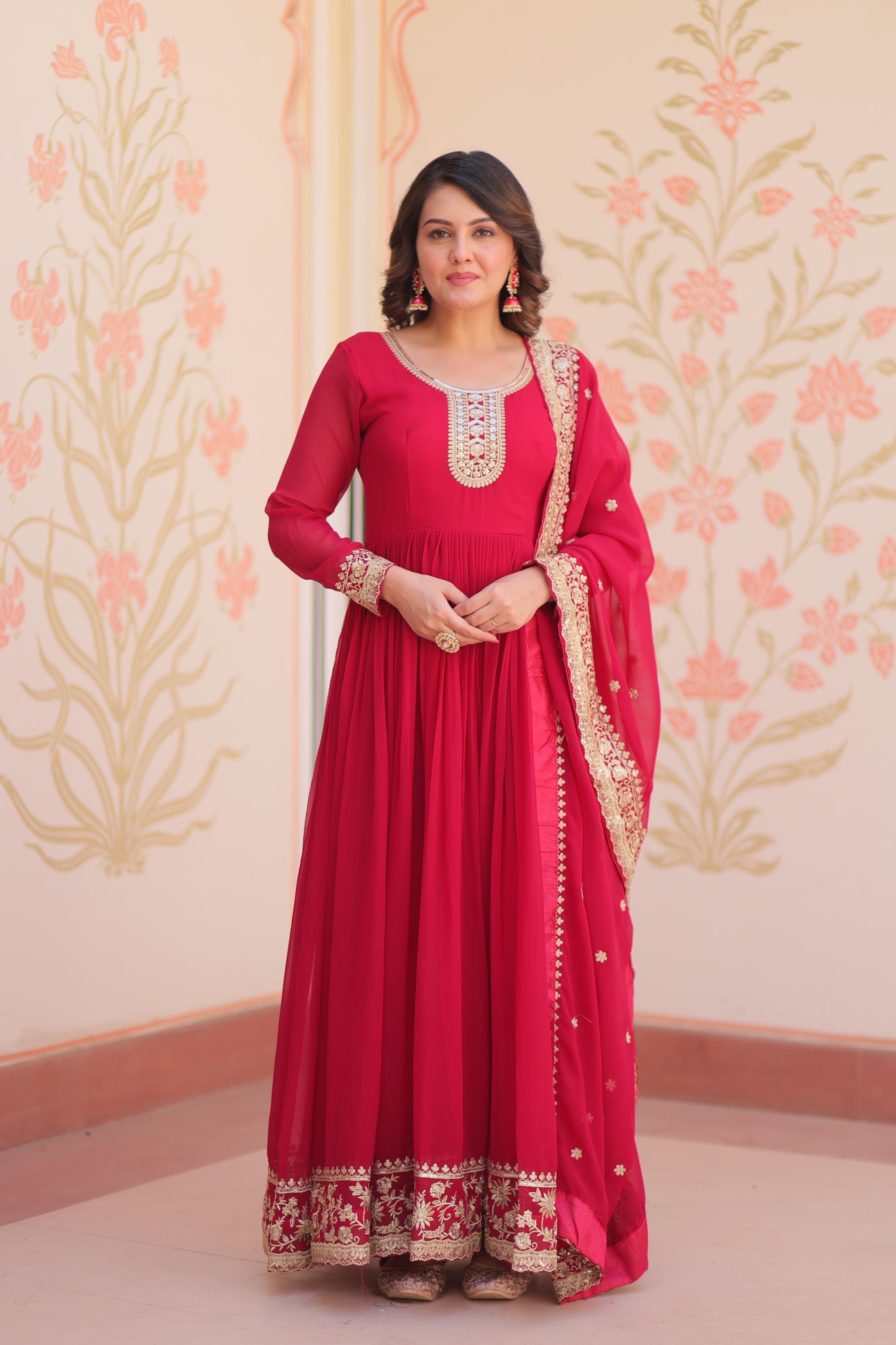 Designer Pink Festive Long Gown