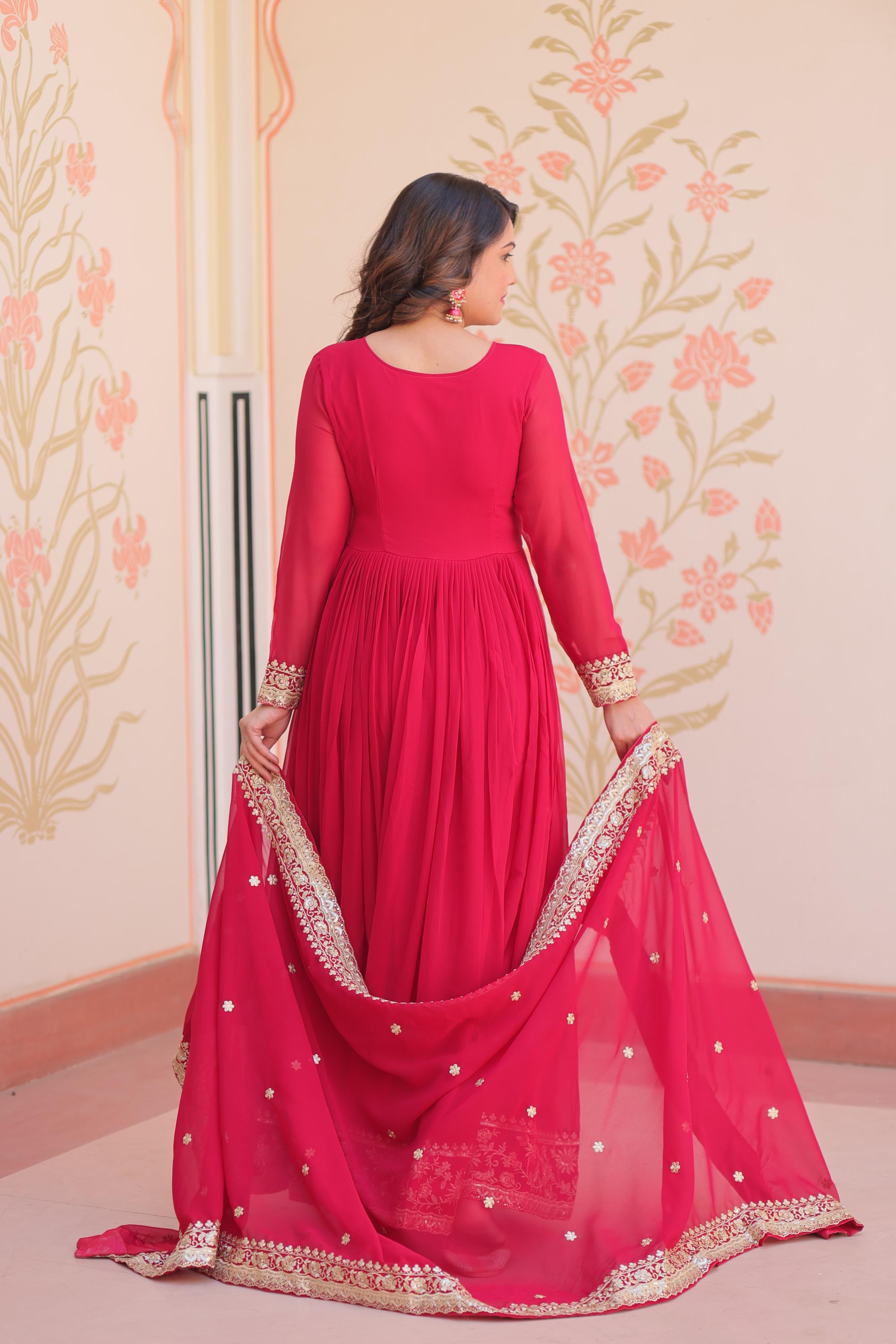 Designer Pink Festive Long Gown