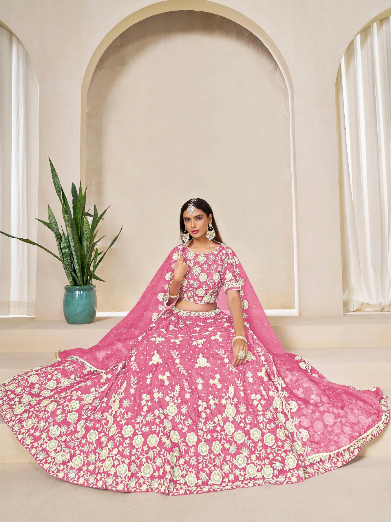 Designer Pink Gold Crush Lehenga — alternate view