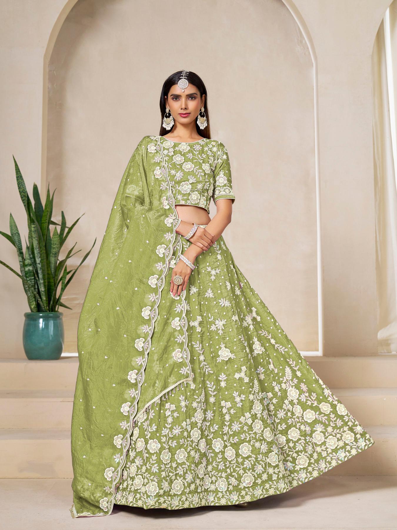 Designer Pista Gold Crush Lehenga