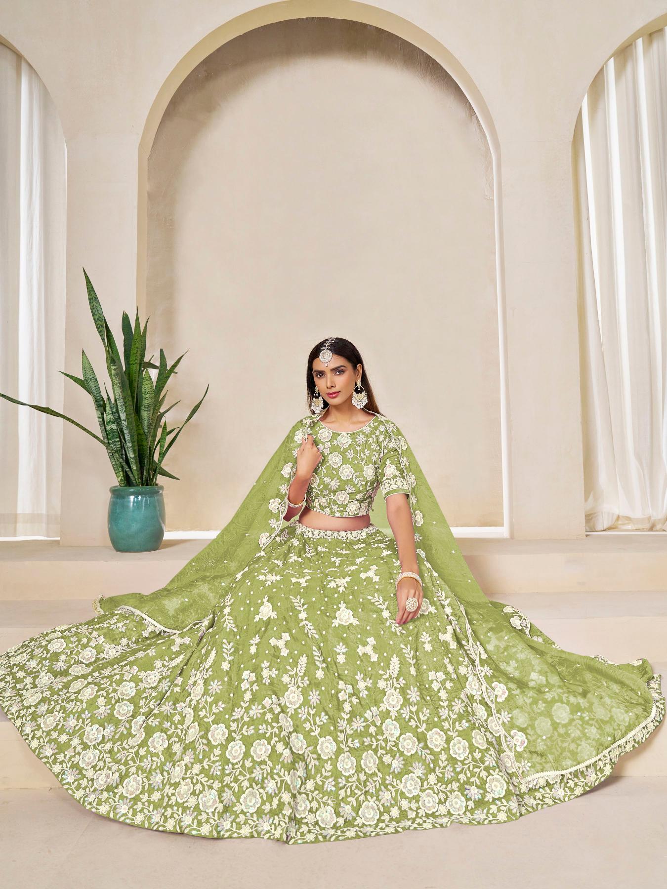 Designer Pista Gold Crush Lehenga — alternate view