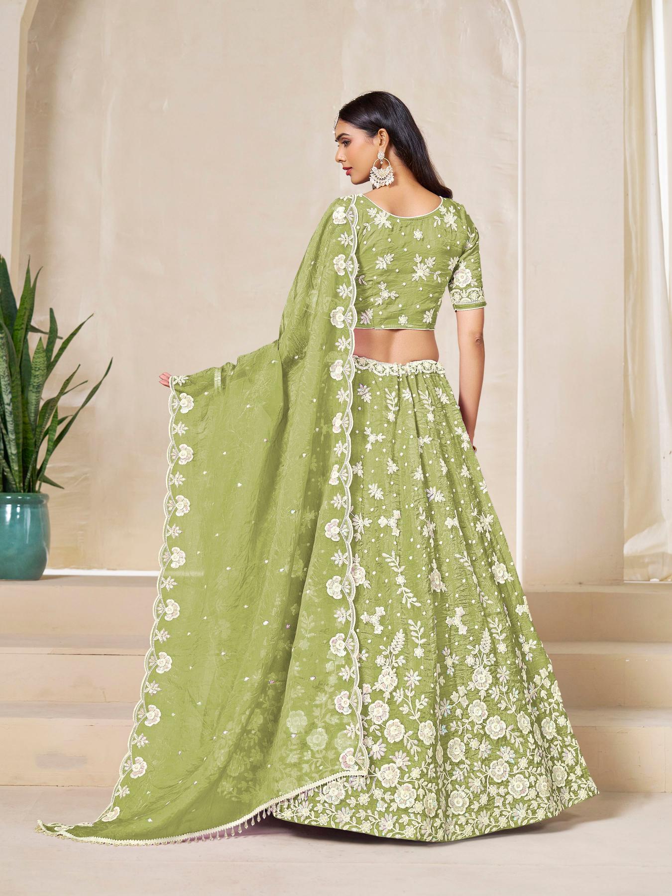 Designer Pista Gold Crush Lehenga