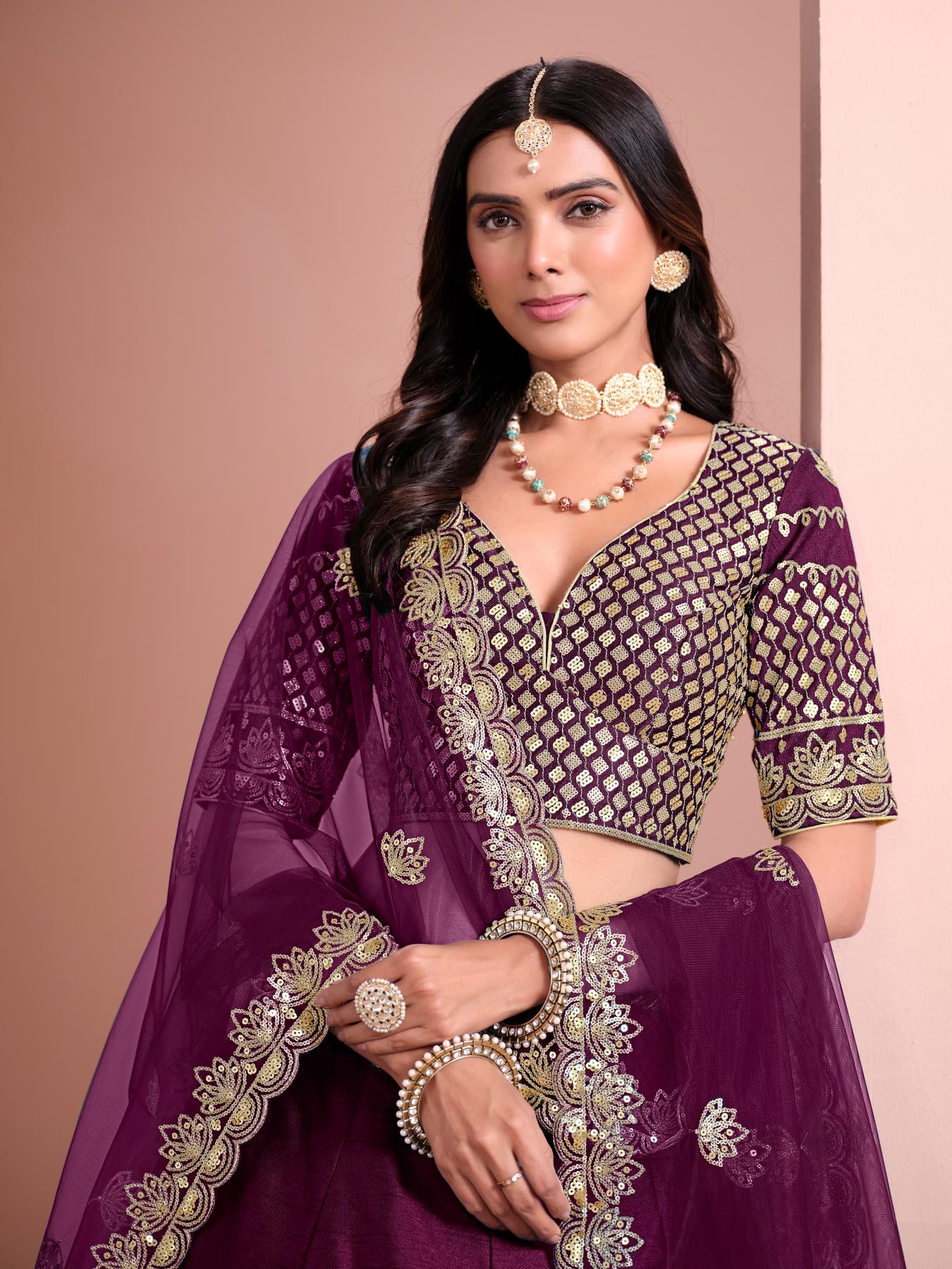 Designer Purple Embroidery Lehenga — alternate view