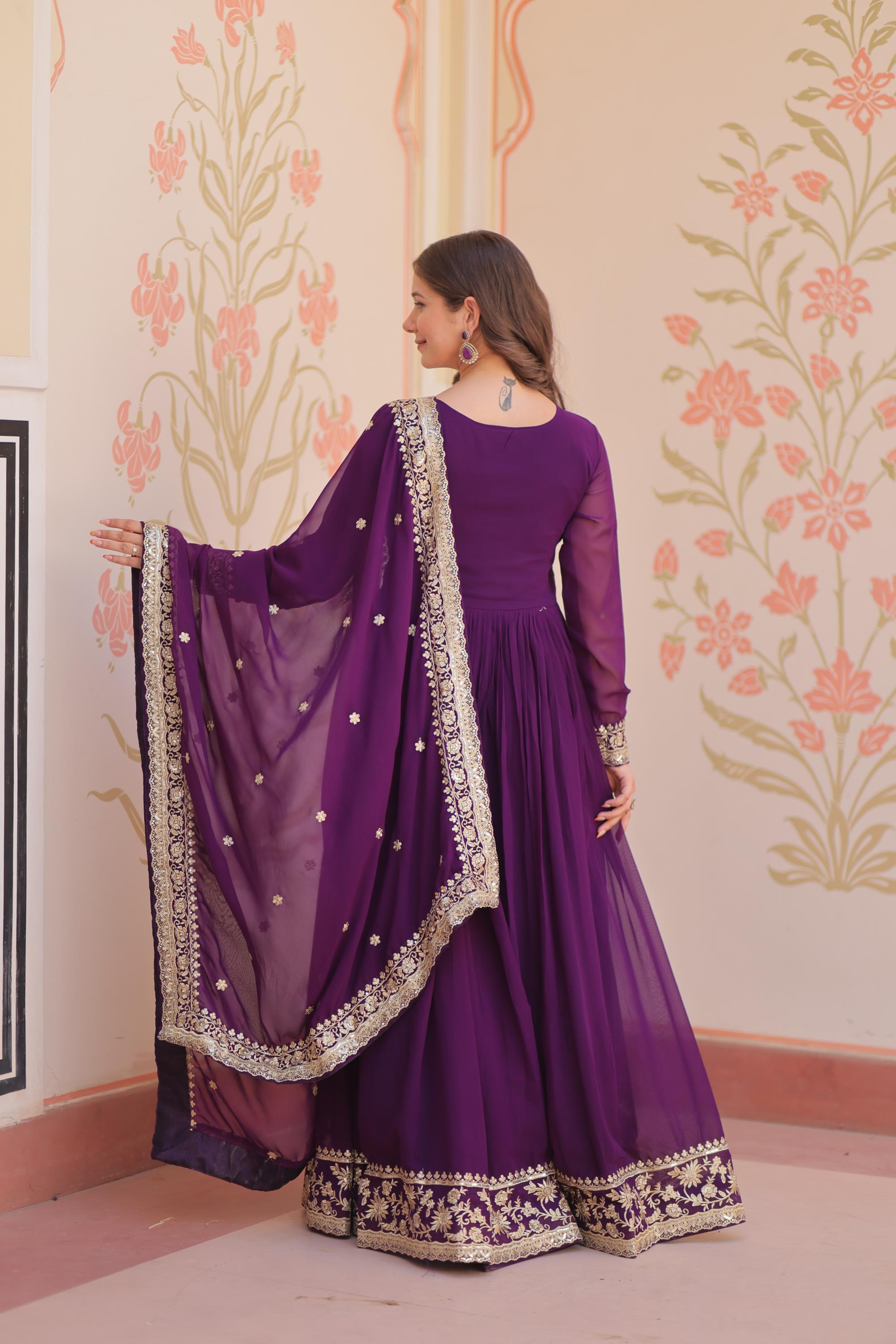 Designer Purple Festive Long Gown