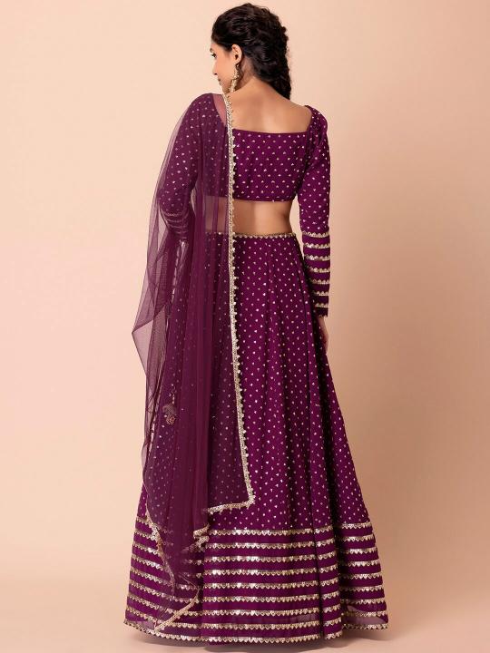Designer Wine Georgette Party Wear Lehenga — alternate view