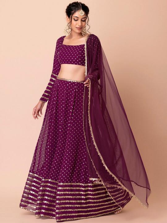 Designer Wine Georgette Party Wear Lehenga