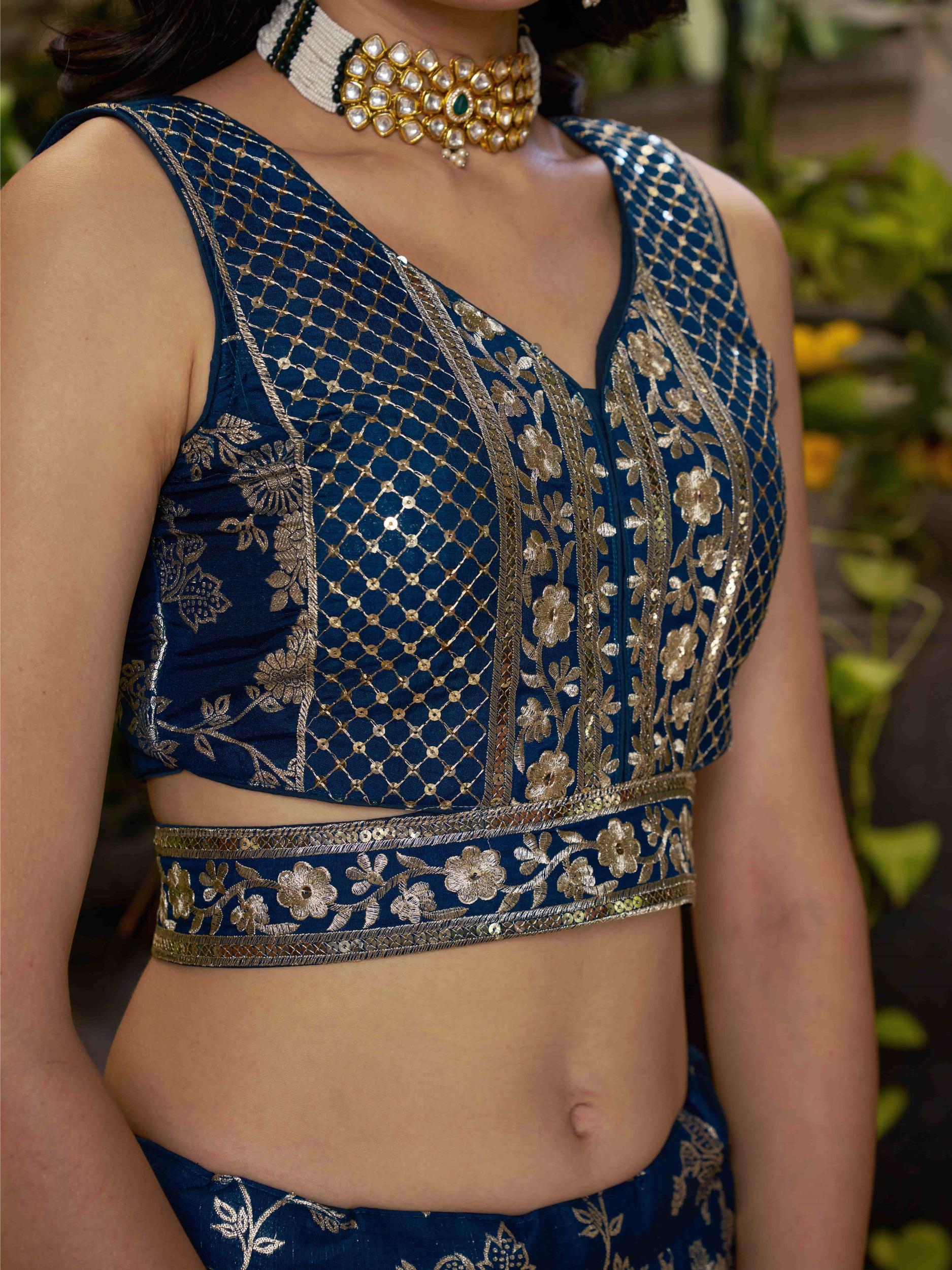 Dove Blue Dola Silk Jacquard Lehenga Choli