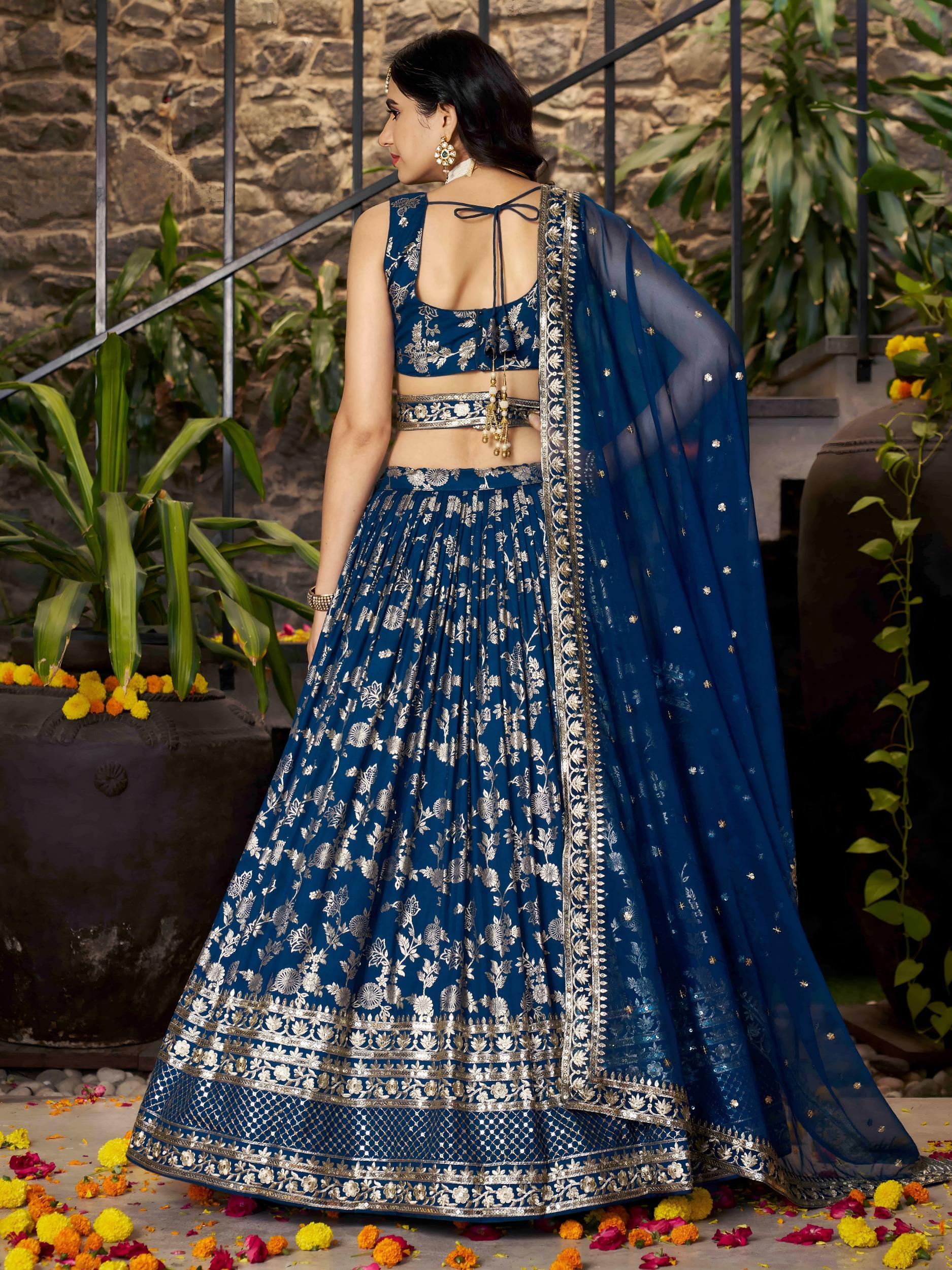 Dove Blue Dola Silk Lehenga — alternate view
