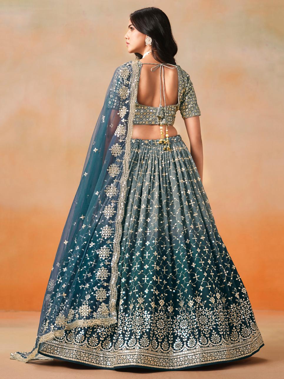 Dove Blue Georgette Lehenga Choli With Dupatta