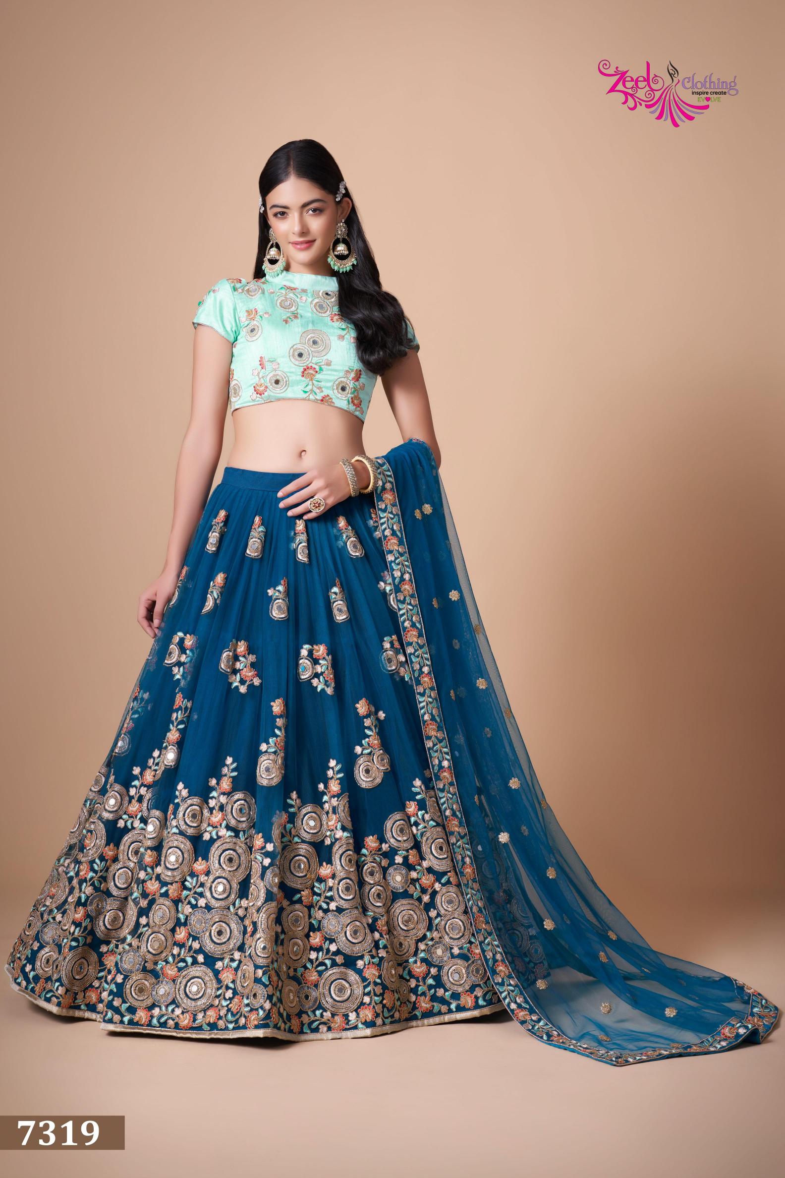 Dove Blue Soft Net Lehenga Choli