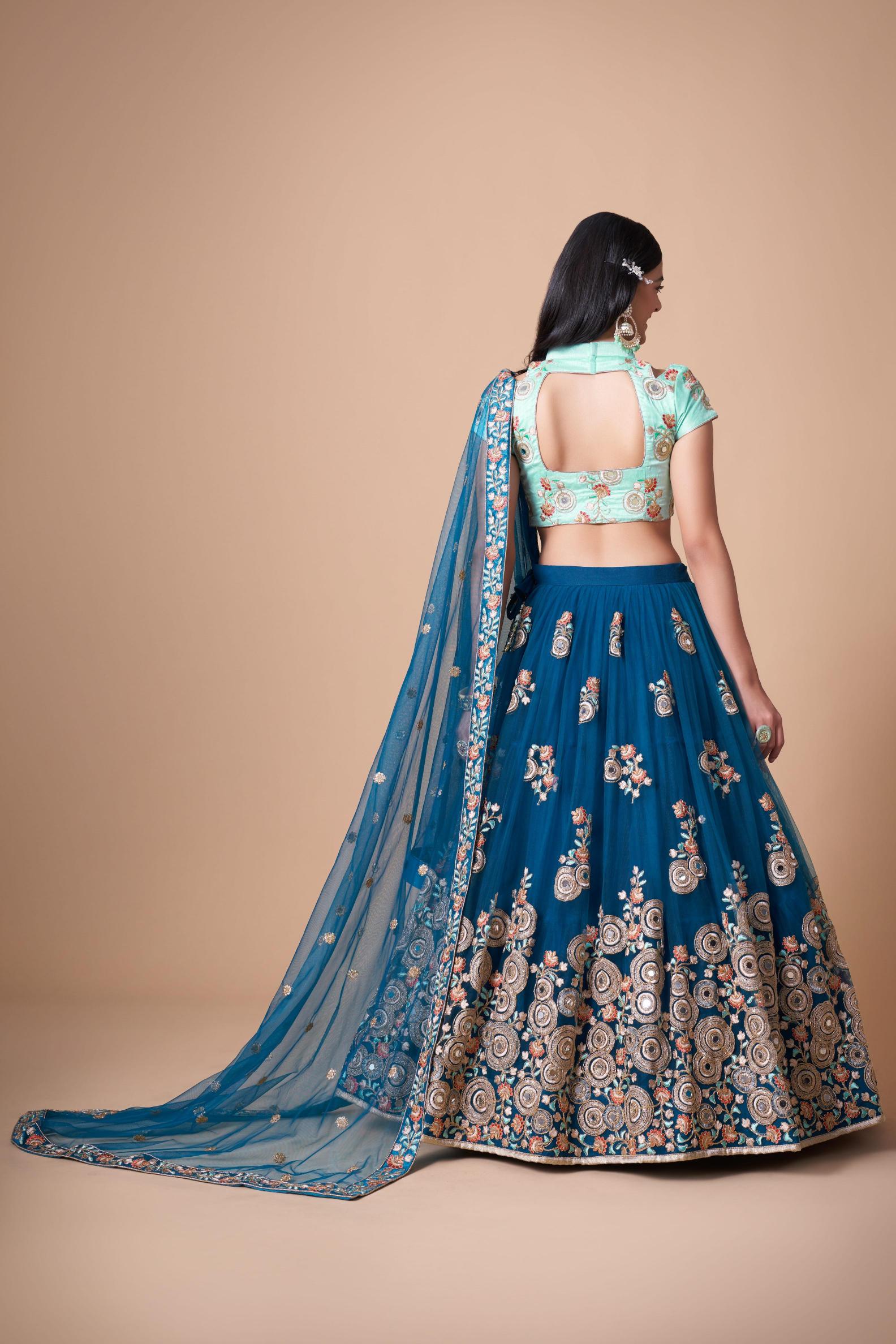 Dove Blue Soft Net Lehenga Choli — alternate view