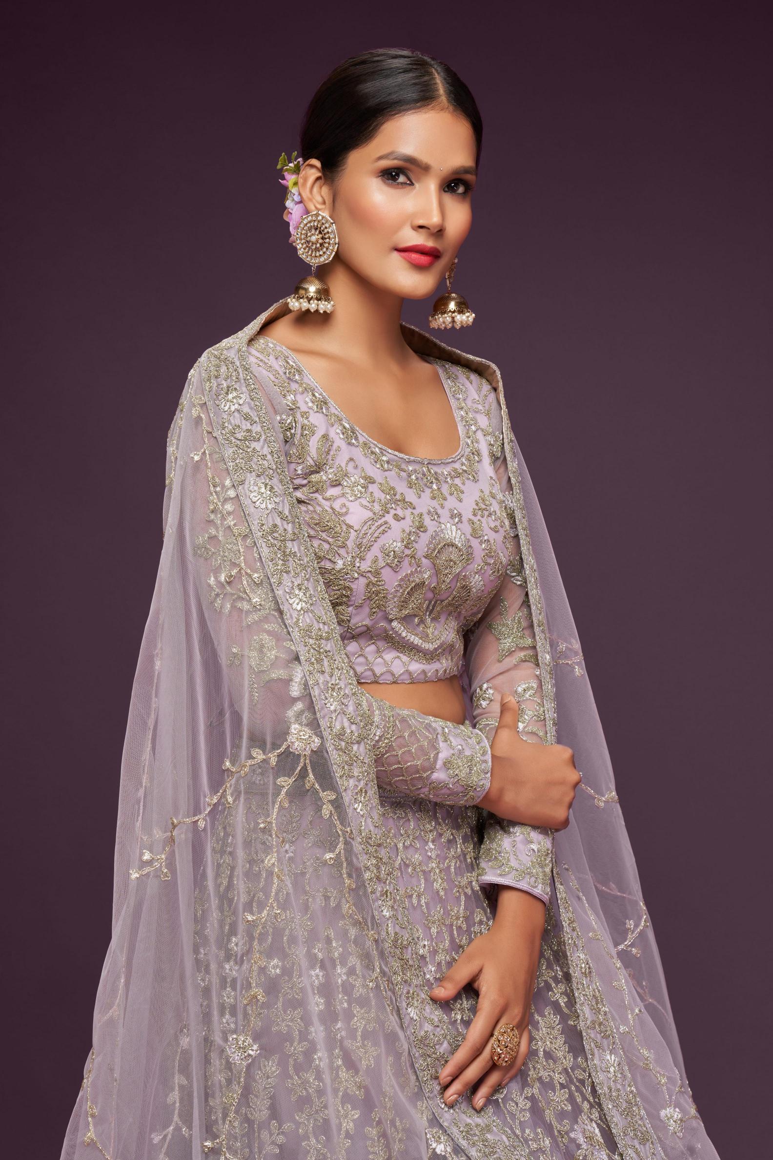Dusky Orchid Soft Net Lehenga Choli — alternate view