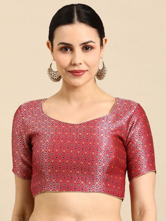 Dusky Pink Banarasi Silk Jacquard Readymade Blouse