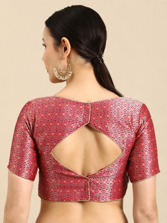 Dusky Pink Banarasi Silk Jacquard Readymade Blouse — alternate view