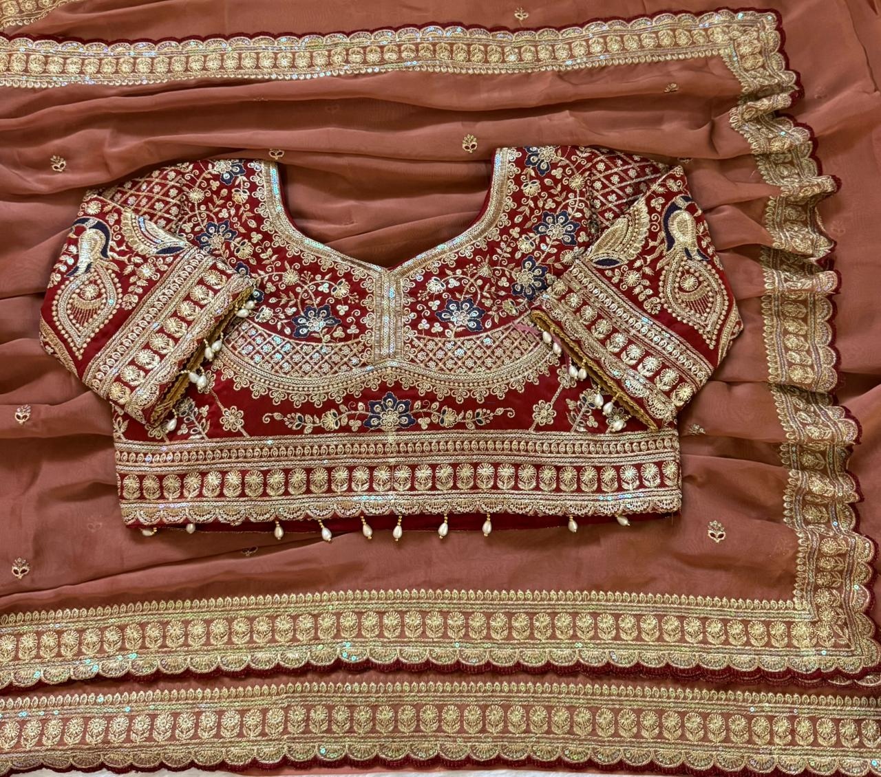 Dusty Pink Designer Embroidery Rangoli Silk Saree