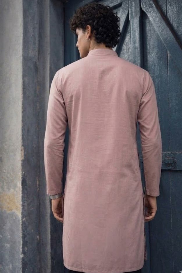 Dusty Pink Silk Designer Embroidery Kurta Pyjama