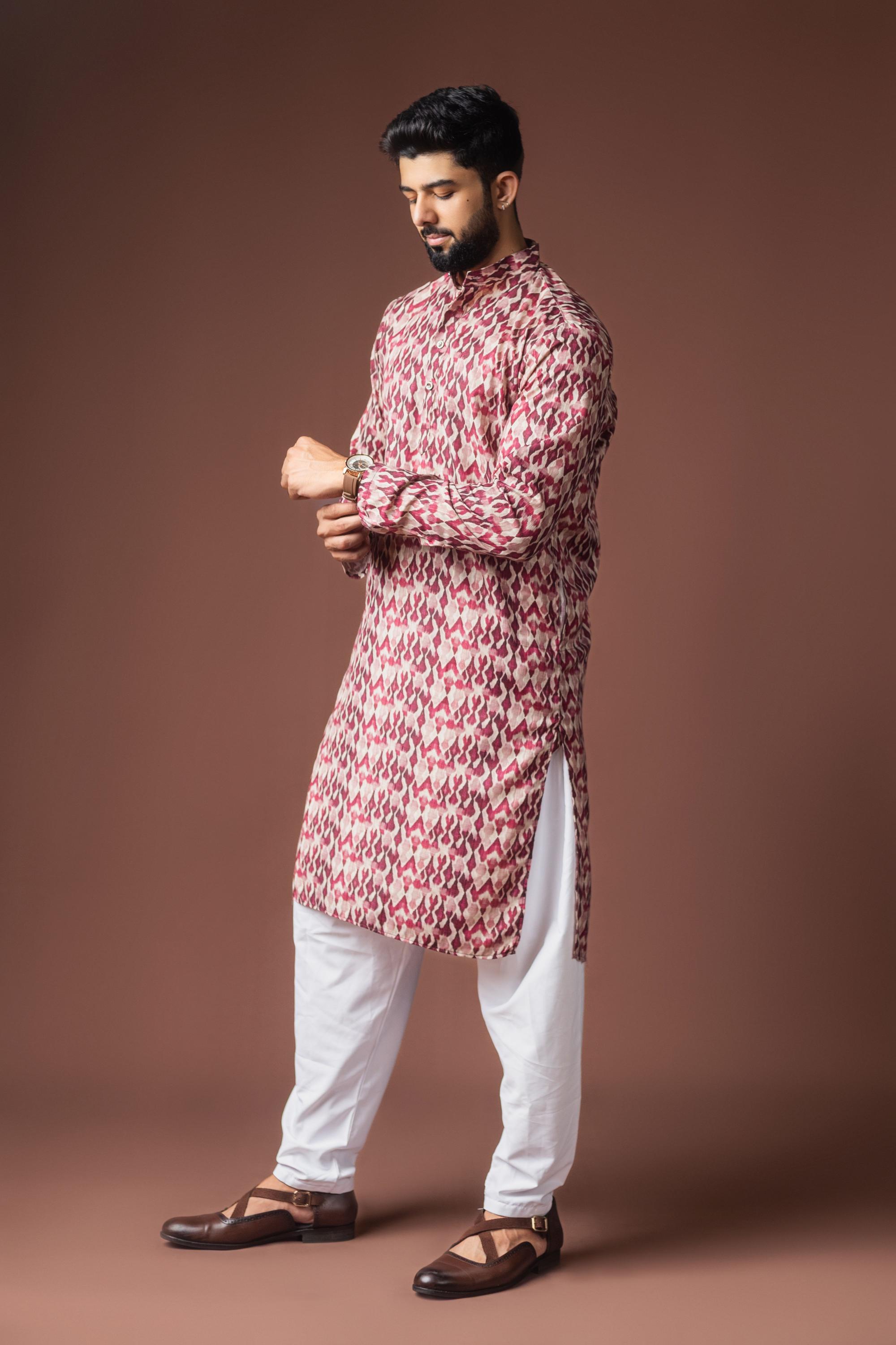 Dusty Rose Blended Linen Kurta Payjama