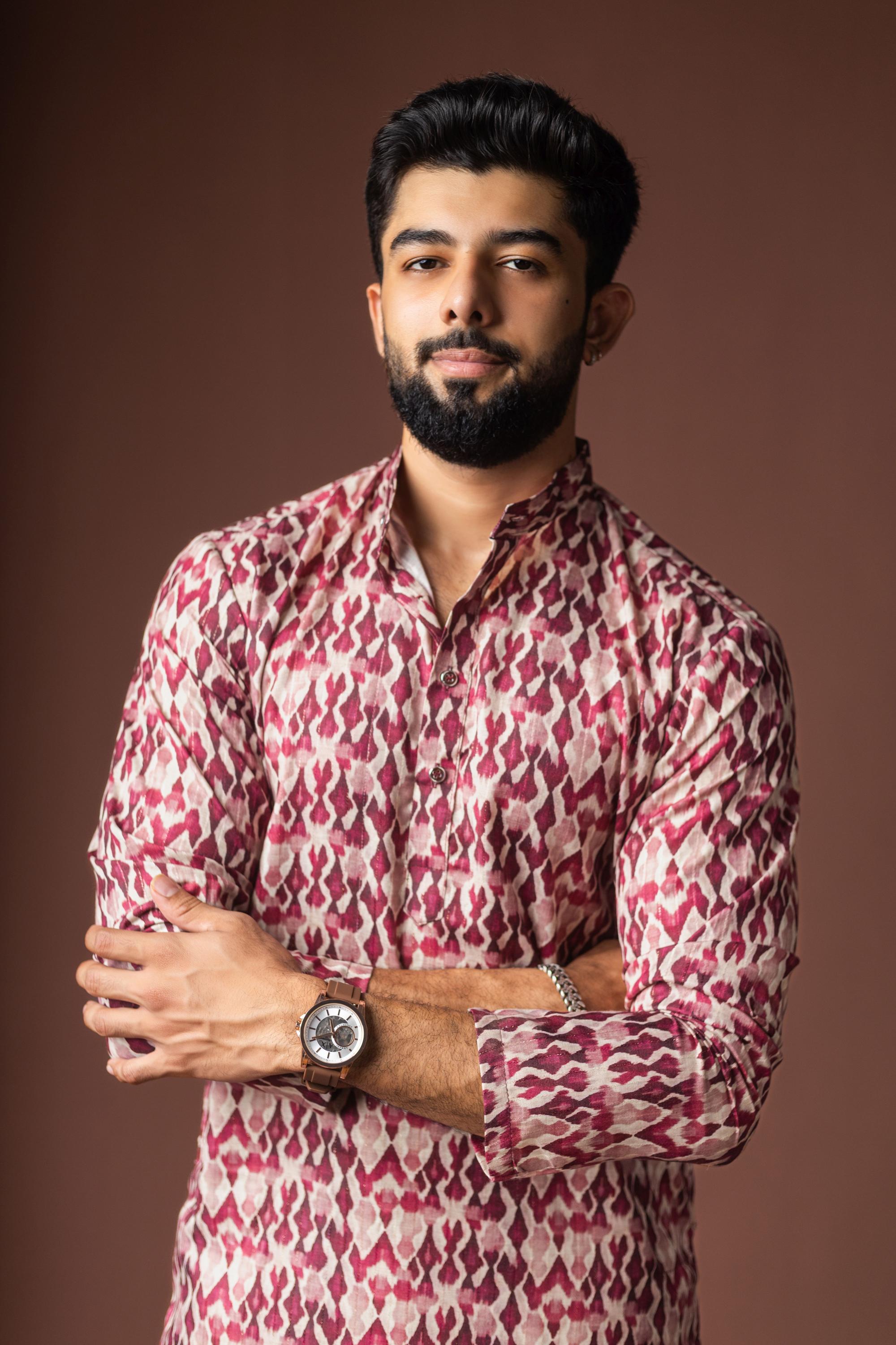 Dusty Rose Blended Linen Kurta Payjama — alternate view