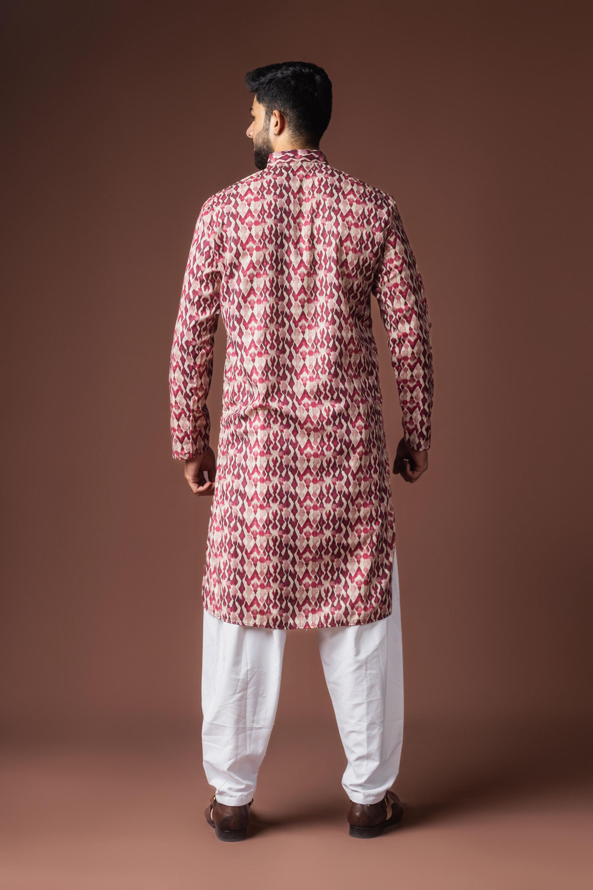 Dusty Rose Blended Linen Kurta Payjama