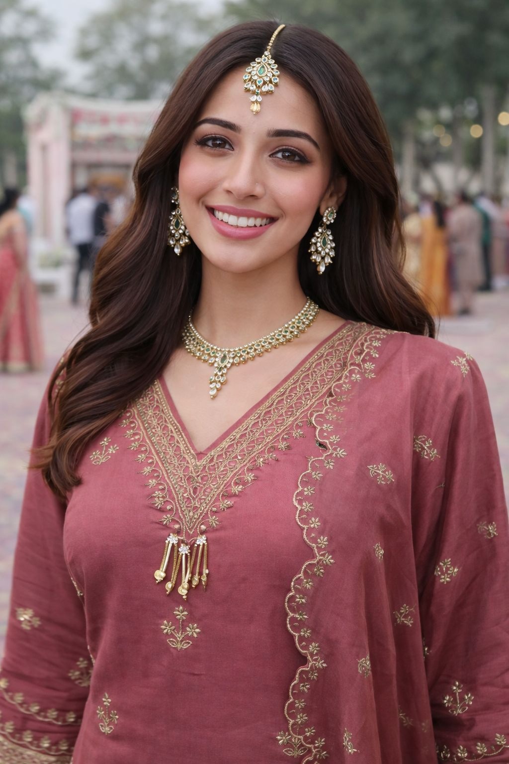 Dusty Rose Embroidered Sharara Suit