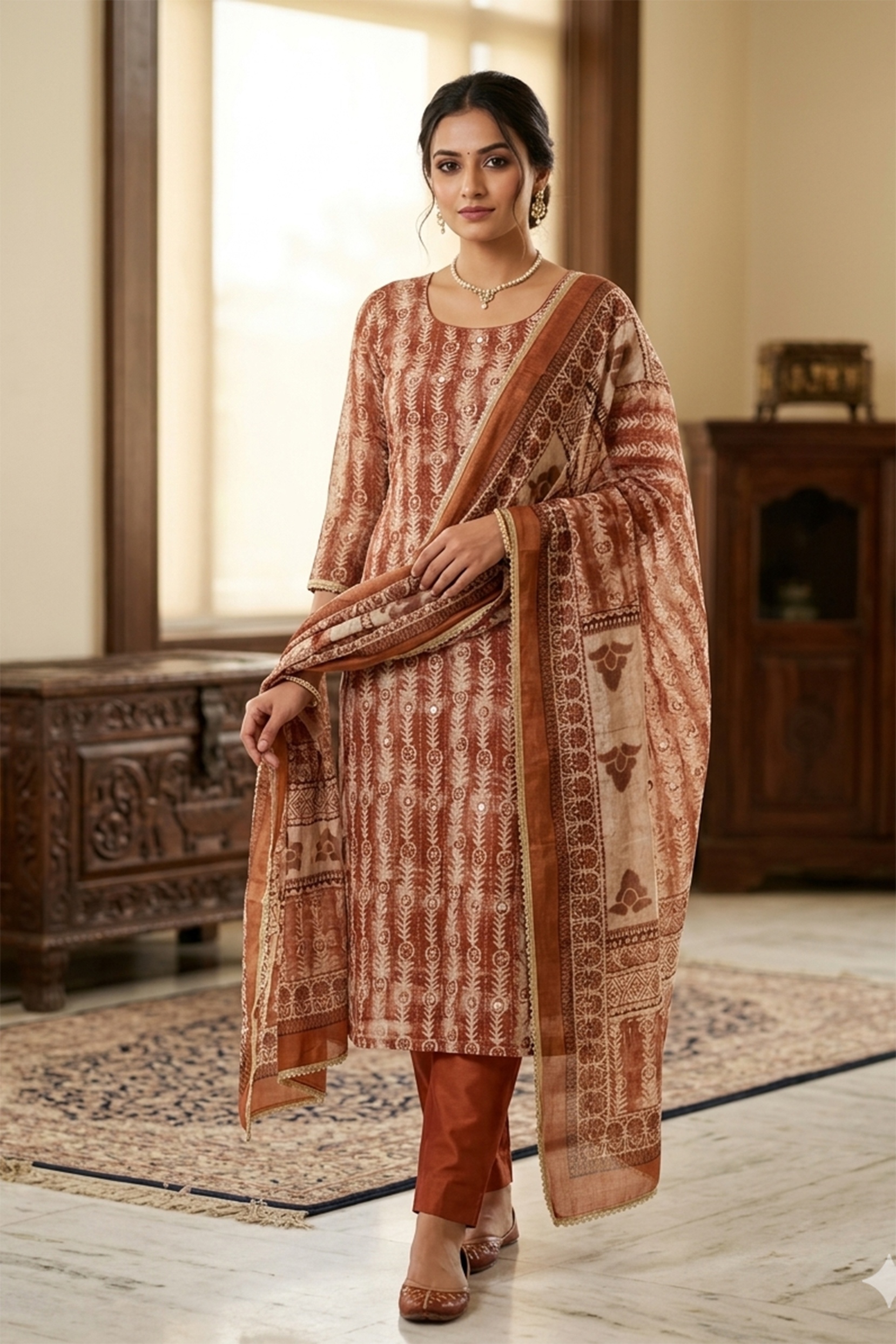 Earth Weave Linen Cotton Designer Printed Salwar Suit