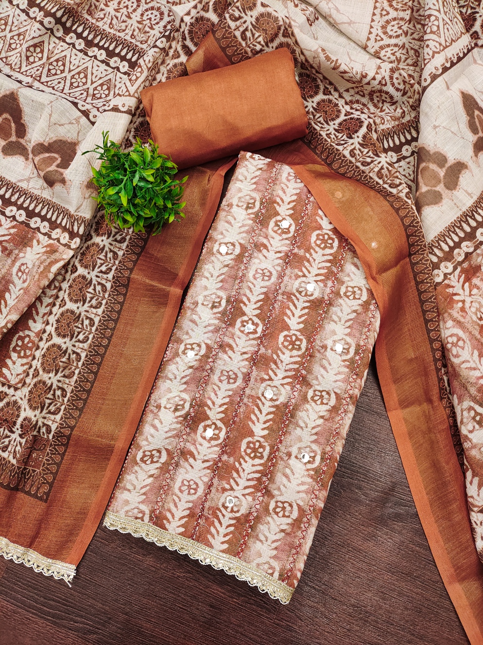 Earth Weave Linen Cotton Designer Printed Salwar Suit