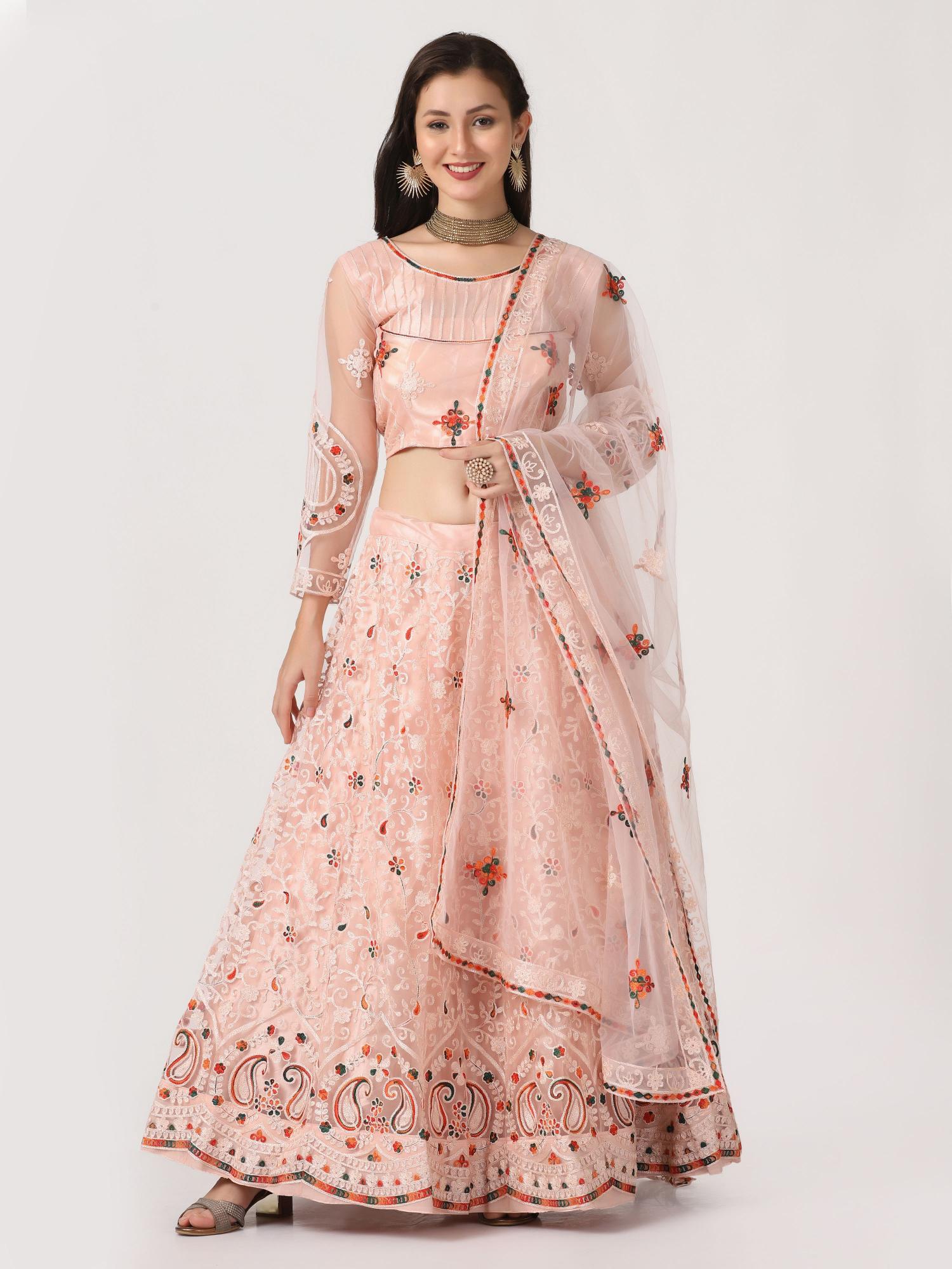 Embroidery Designer Pink Lehenga