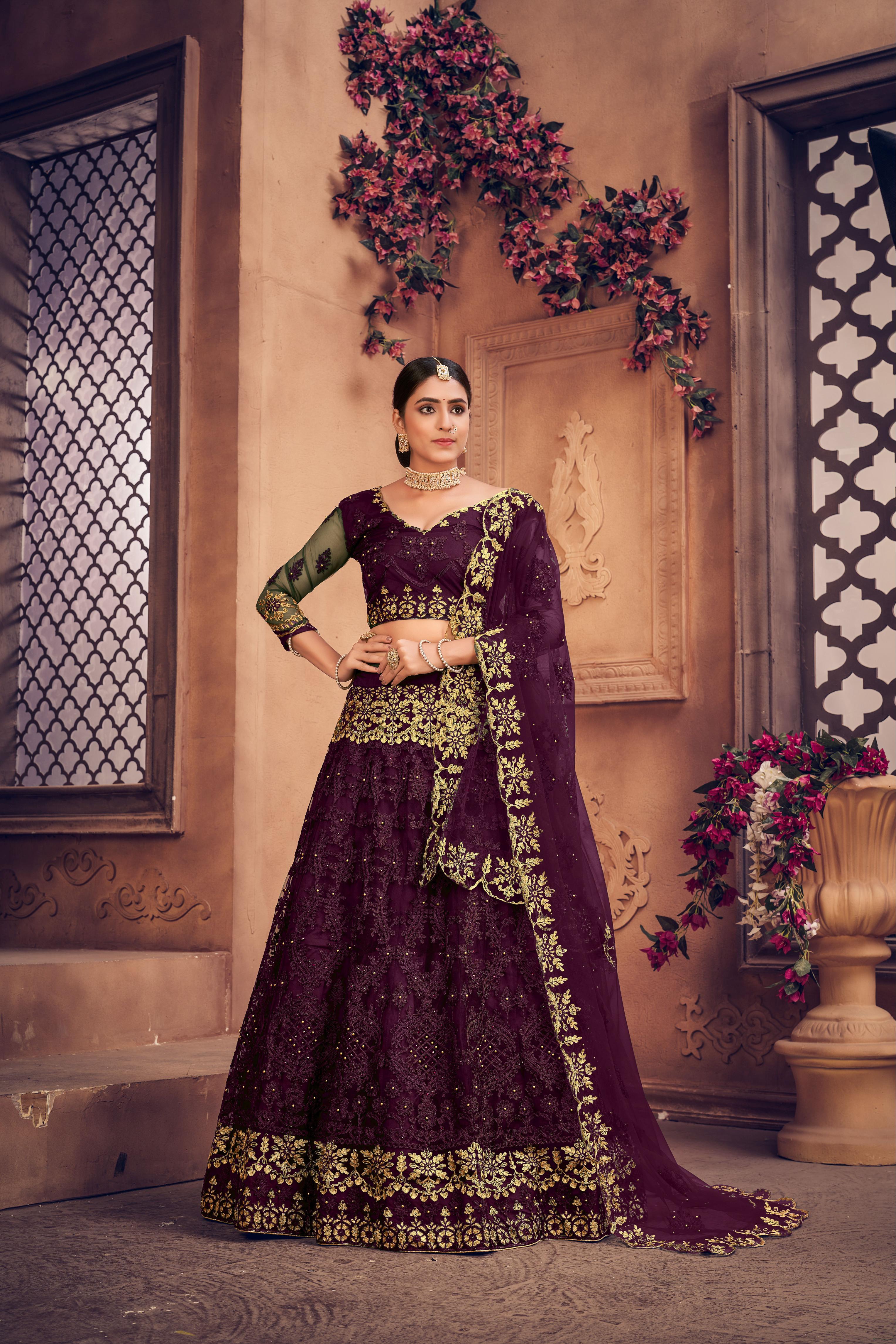 Embroidery Designer Purple Lehenga