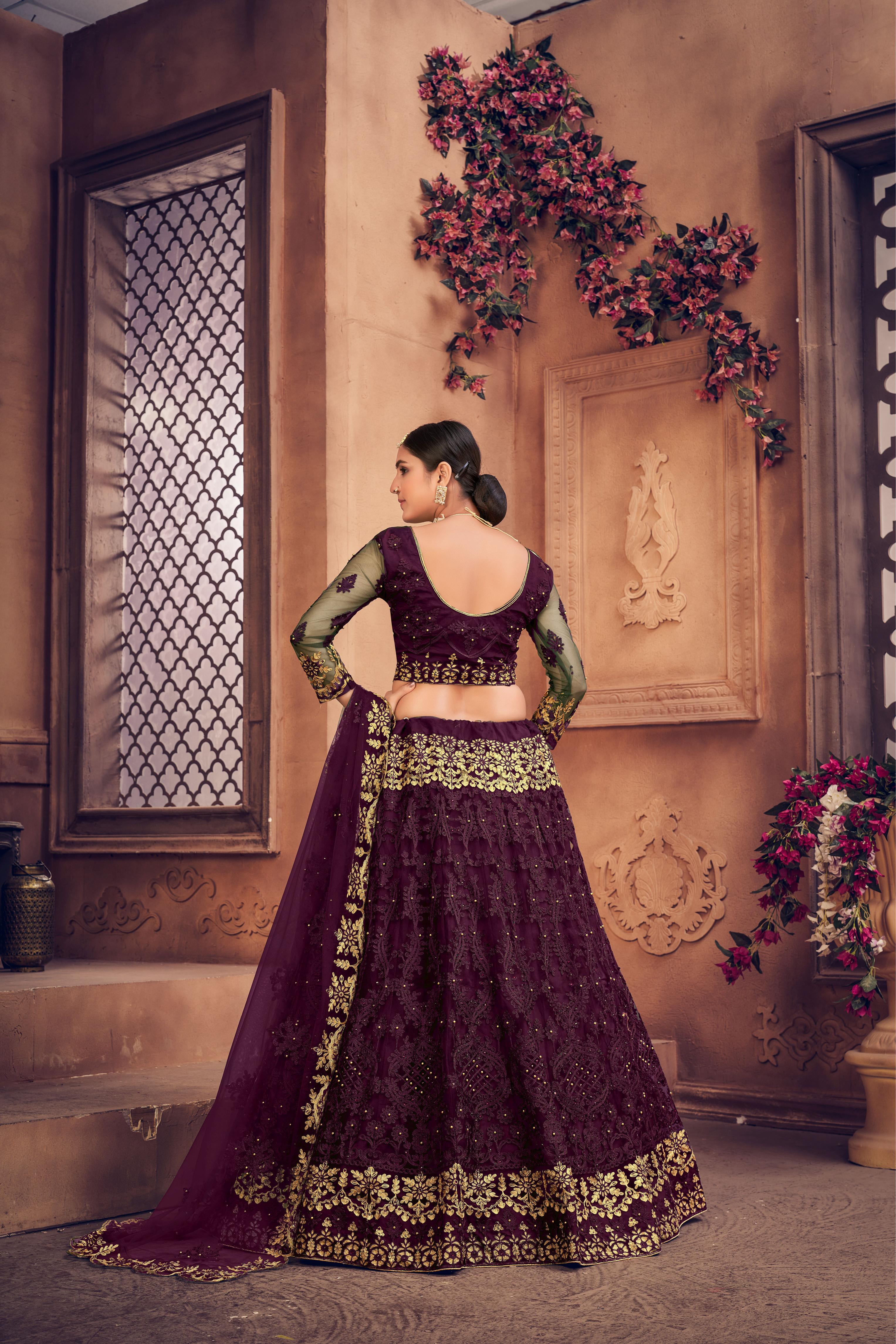 Embroidery Designer Purple Lehenga — alternate view