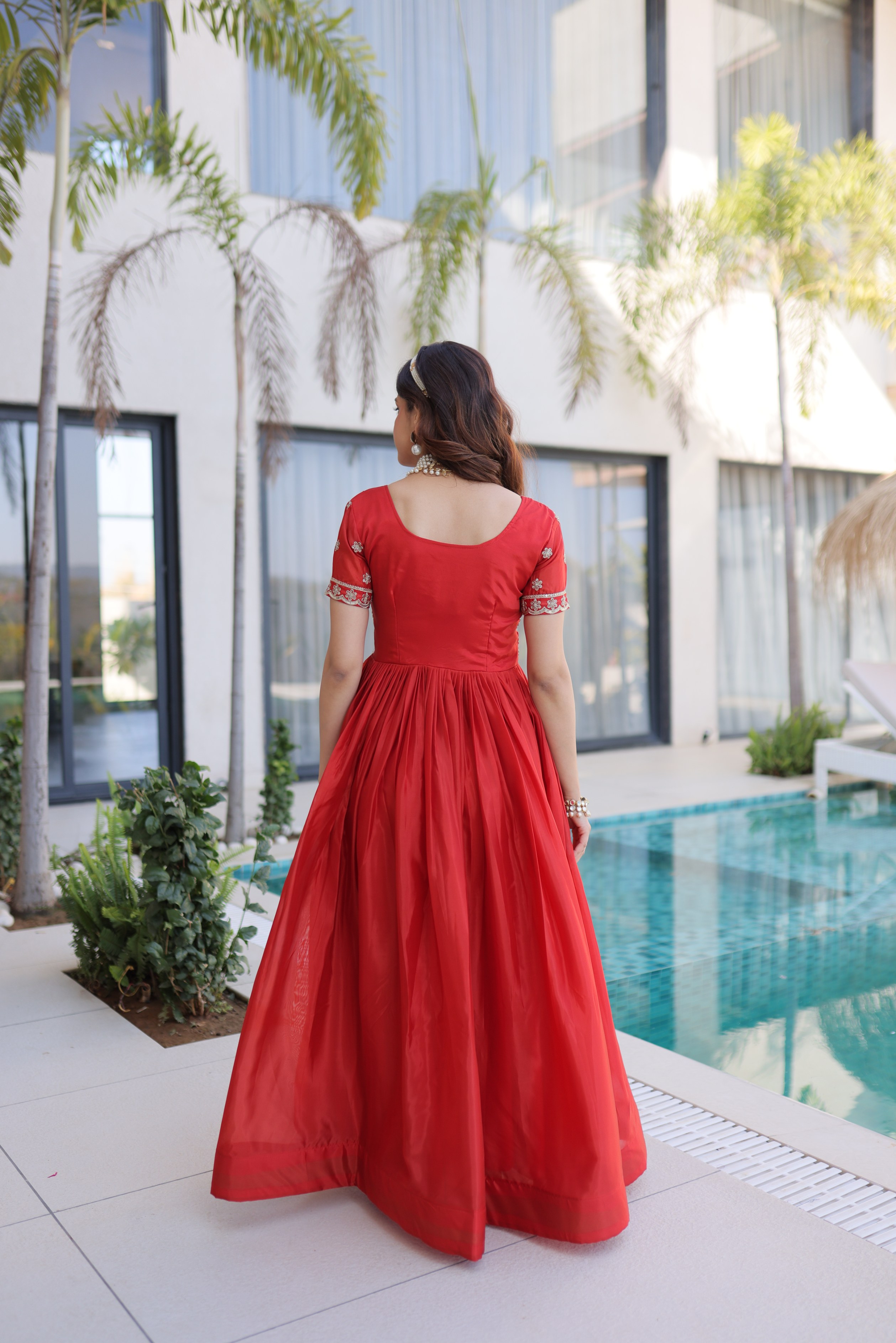 Fanta Gold Sequins Zari Embroidered Organza Gown — alternate view