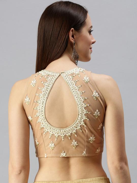 Fawn Lycra N Net Readymade Blouse — alternate view