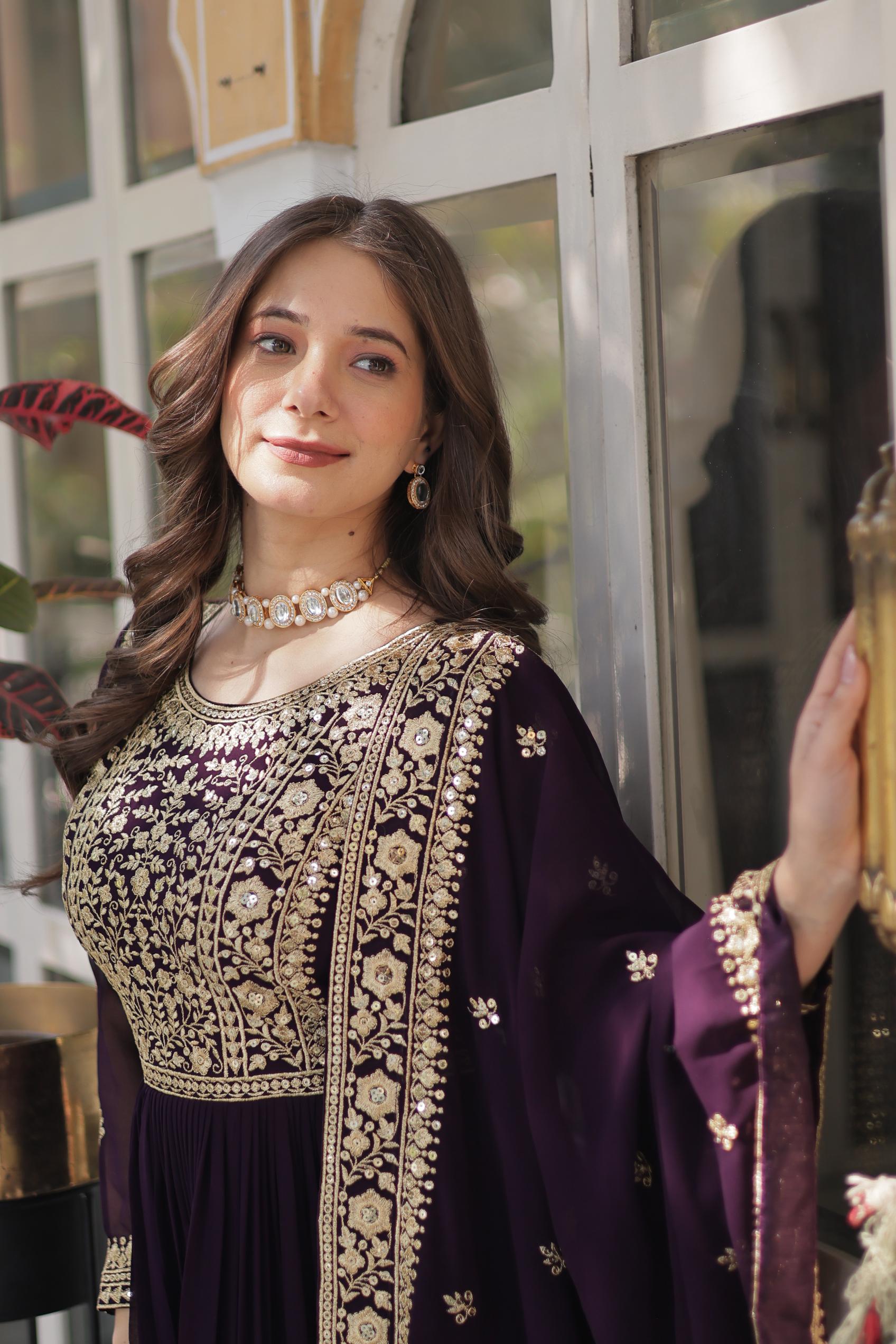 Festive Wine Designer Gown — alternate view