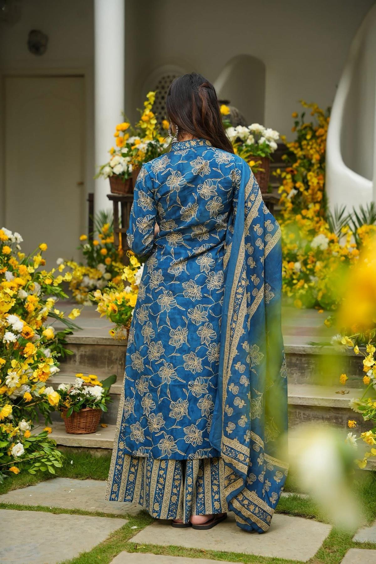 Firozi Designer Digital Printed Muslin Palazzo Suit — alternate view