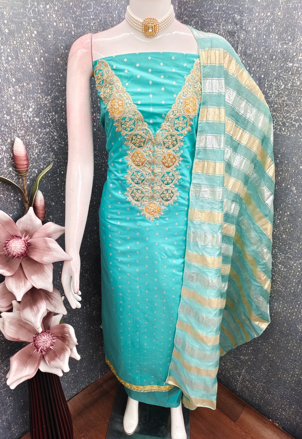 Firozi Embroidered Modal Butti Salwar Suit