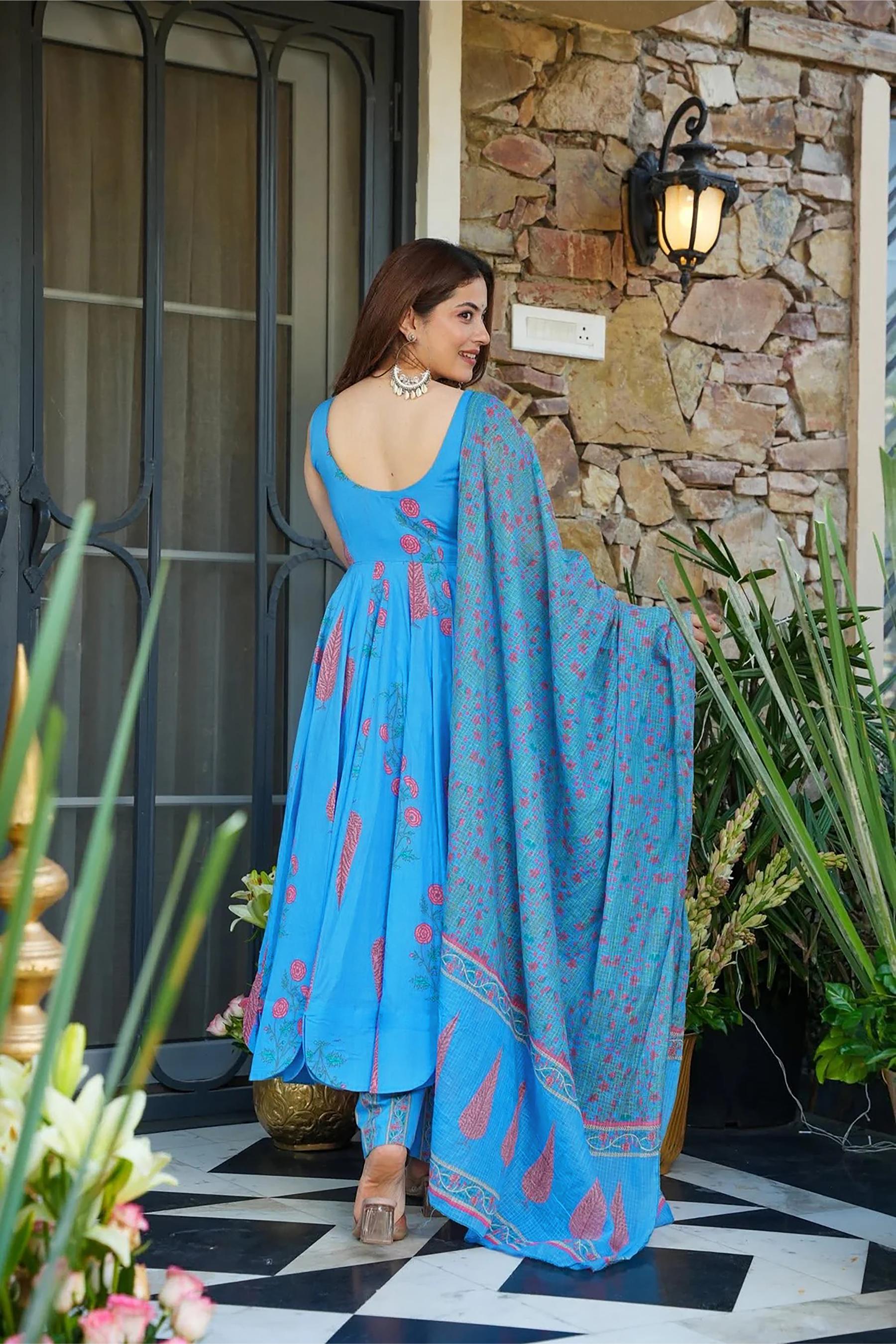 Firozi Muslin Digital Printed Palazzo Suit — alternate view