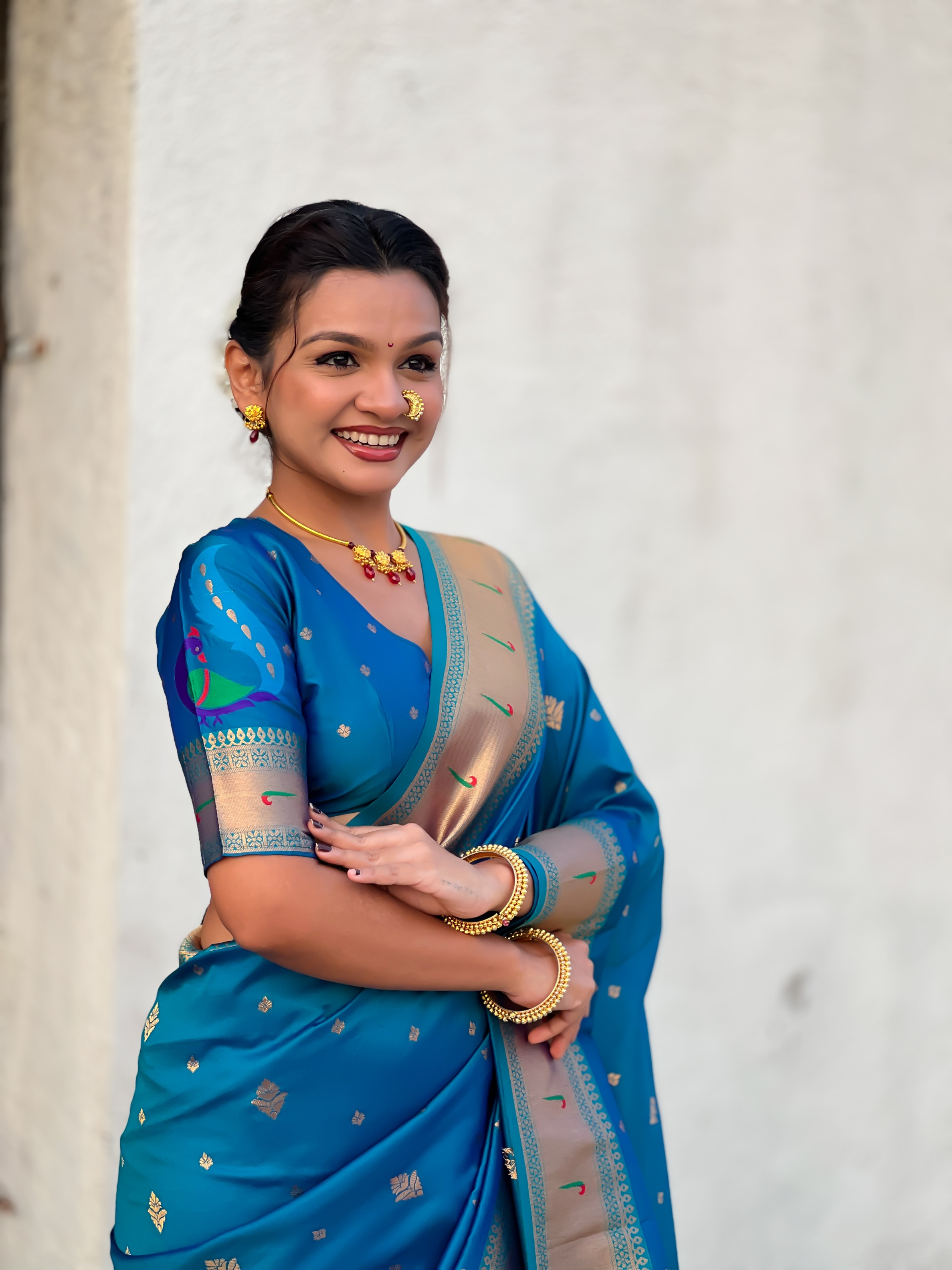 Firozi Paithani Silk Woven Designer Saree